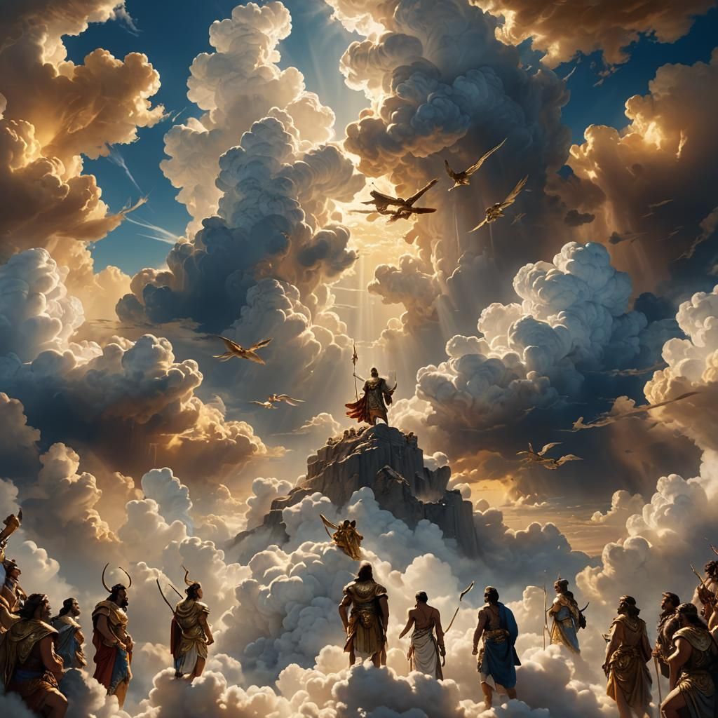 Gods on Clouds in Golden Light