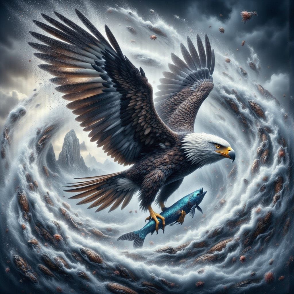 Majestic Fish Eagle in Turbulent Seascape