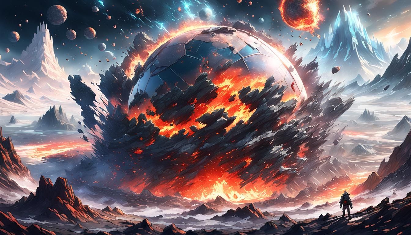 Earth Drowning in Translucent Planet: 3D Anime Art