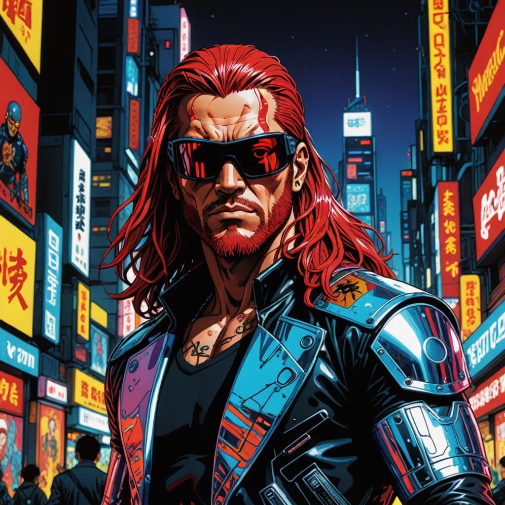 Cyberpunk Action Figure in Neon-Lit Packaging