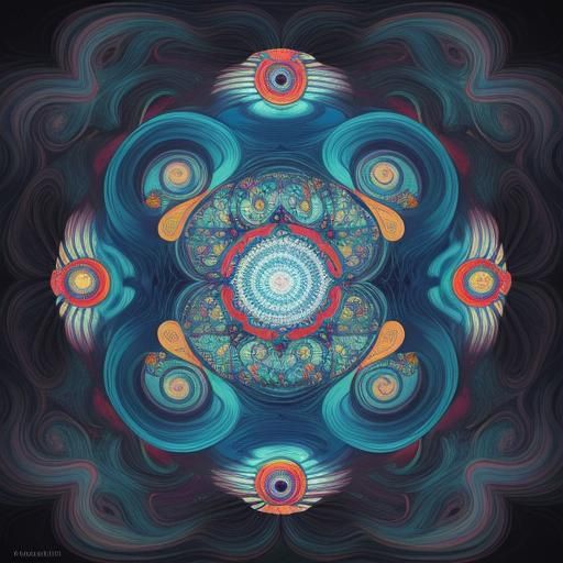 Kaleidoscopic River by Murakami: Abstract Geometric Art