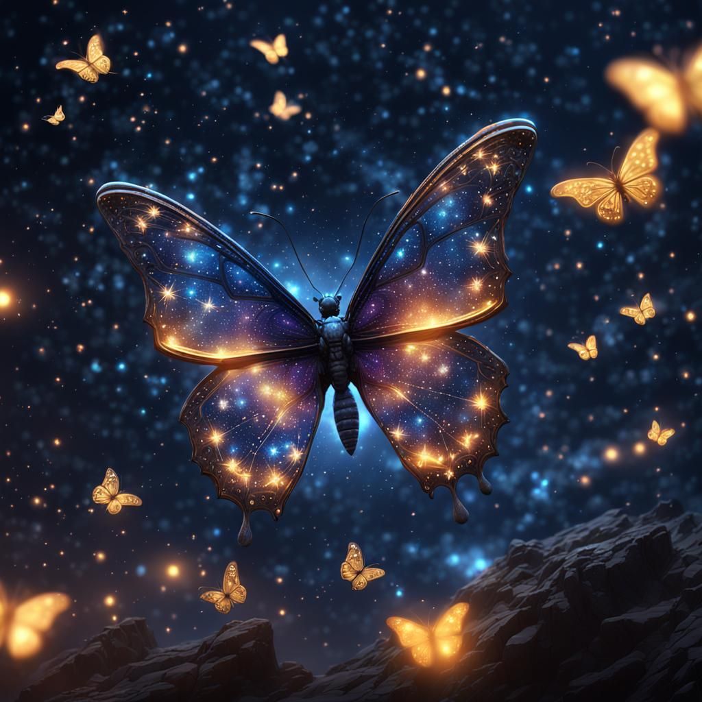 Stardust Butterfly Constellation in Night Sky