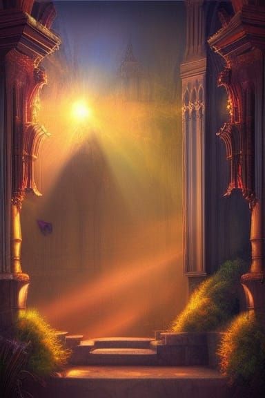 Attic Library Scene in Gothic Art Style