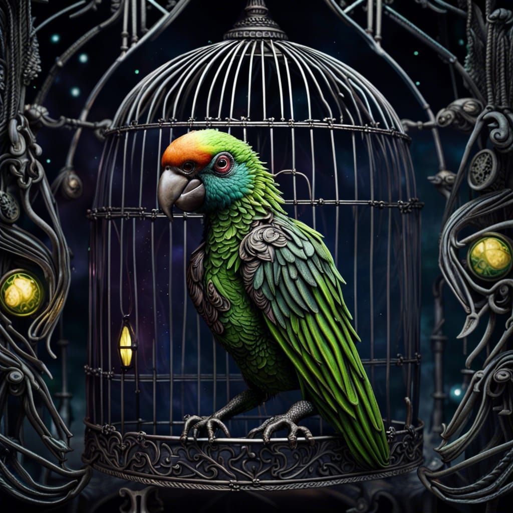 Polyocular Parrot in Extraterrestrial Captivity