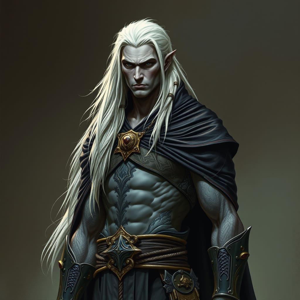 Drow Noble in Fire-Resistant Cloak, Fantasy Art
