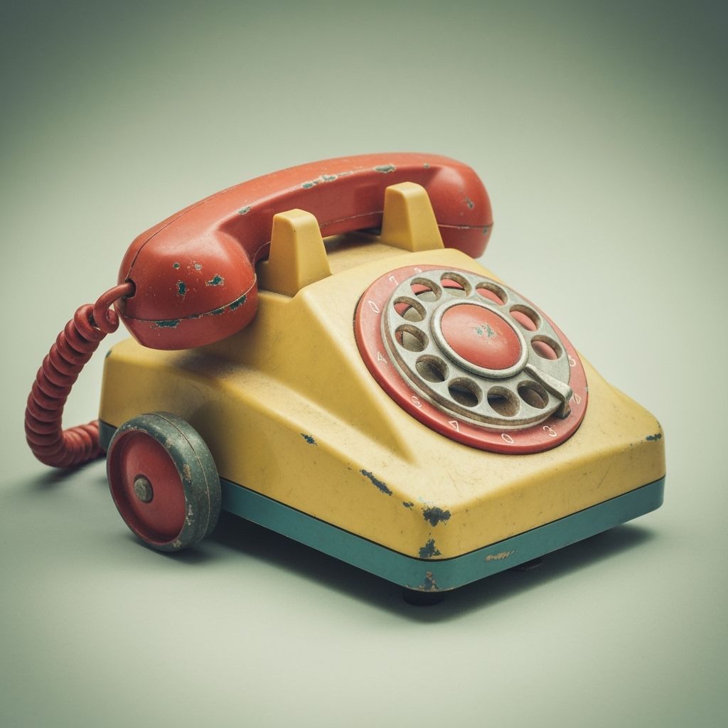 Vintage 1970s Rotary Pull-Toy Phone