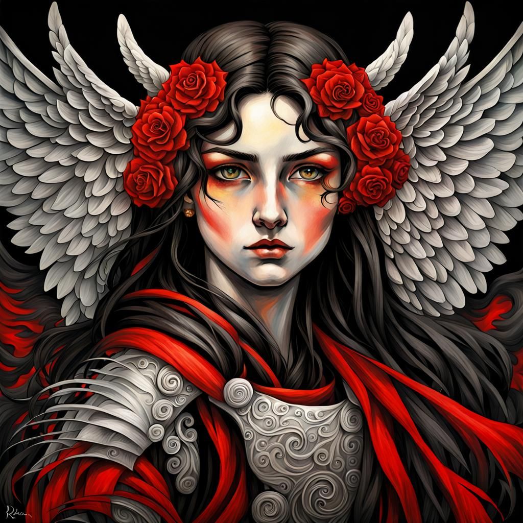 Anime Angel of Vengeance in Classic Style