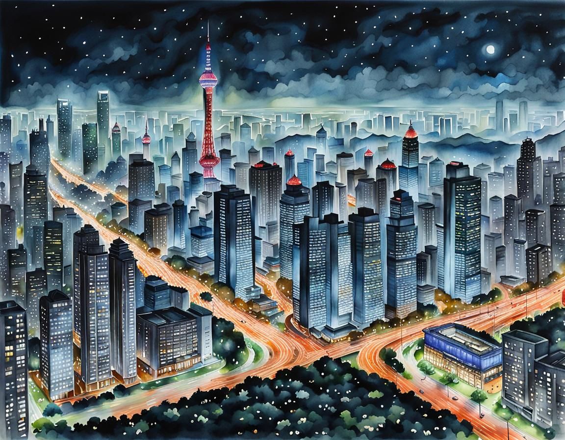 Nighttime Shenzhen Cityscape