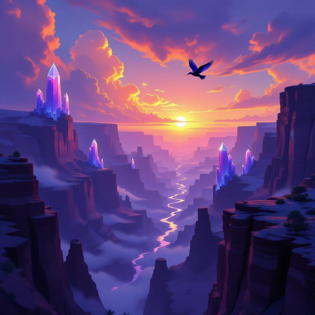 Otherworldly Canyon with Crystalline Formations and Soaring ...