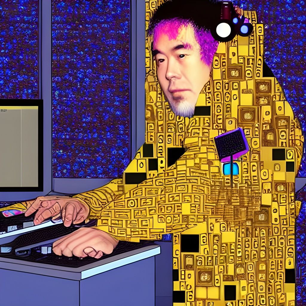 Satoshi Nakamoto's Blockchain Lab: Klimt-Inspired Vaporwave