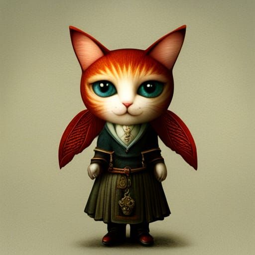 Surreal Cat Portrait in Illustrative Style