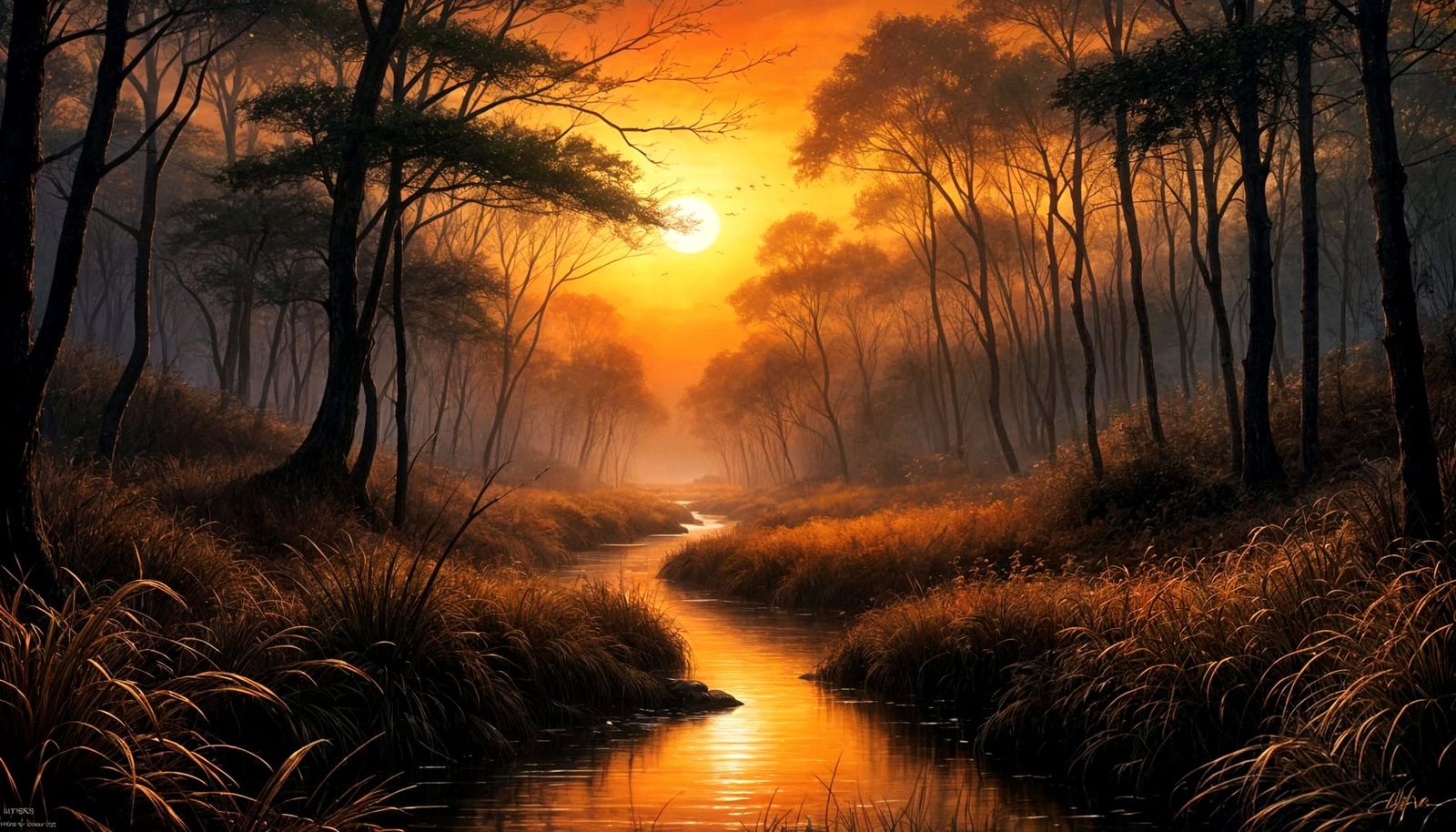 Sunset Winding Through the Stream