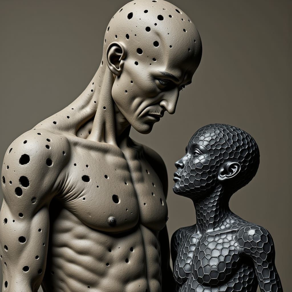 Rugged Father and Son in Abstract Reality