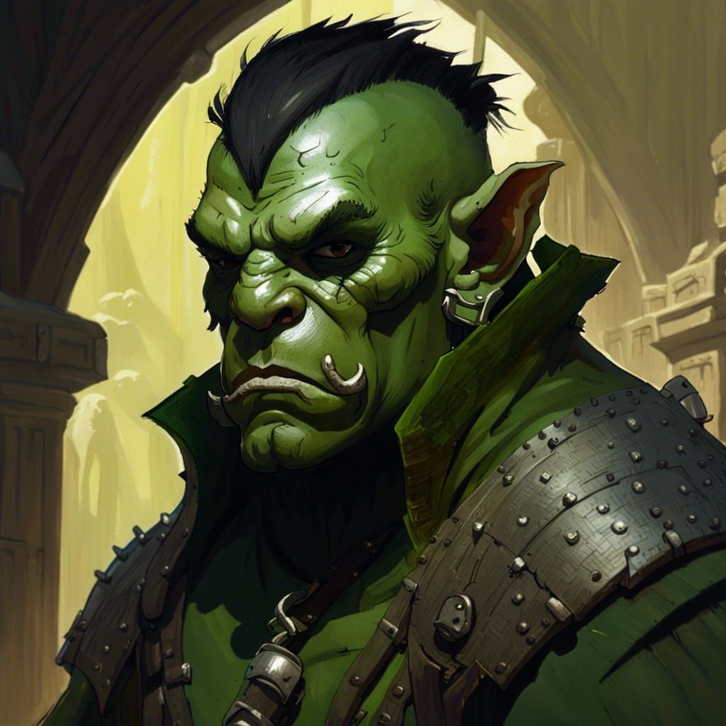 Orc Monk Portrait in Frank Frazetta Style