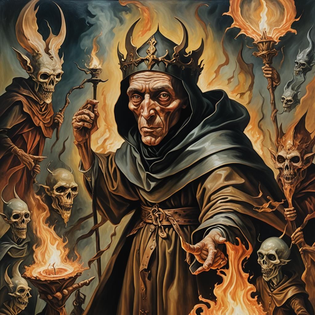 Saint Anthony's Surreal Temptation: Dreamlike Oil Painting