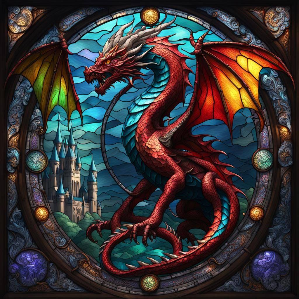 Stained Glass Dragon Fantasy Concept Art