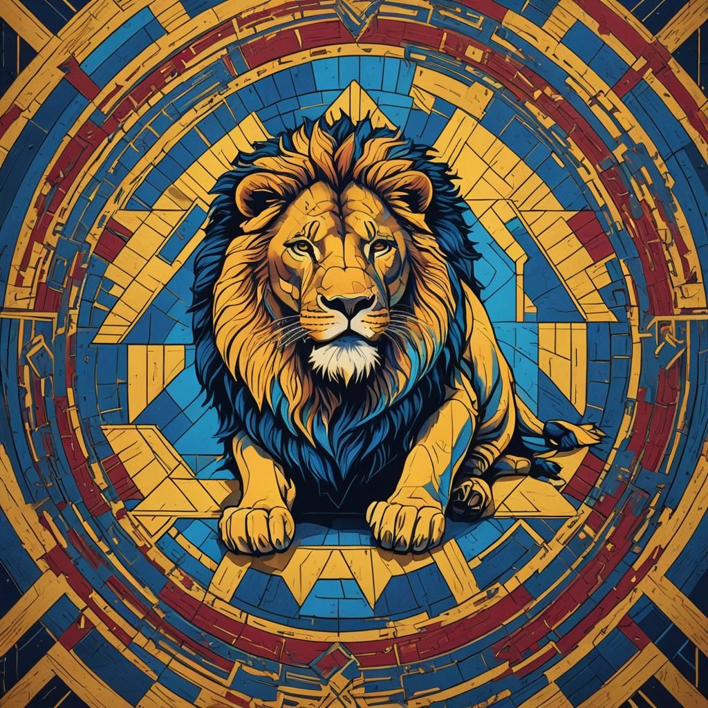 Lion Asleep in Pop Art Screen Print