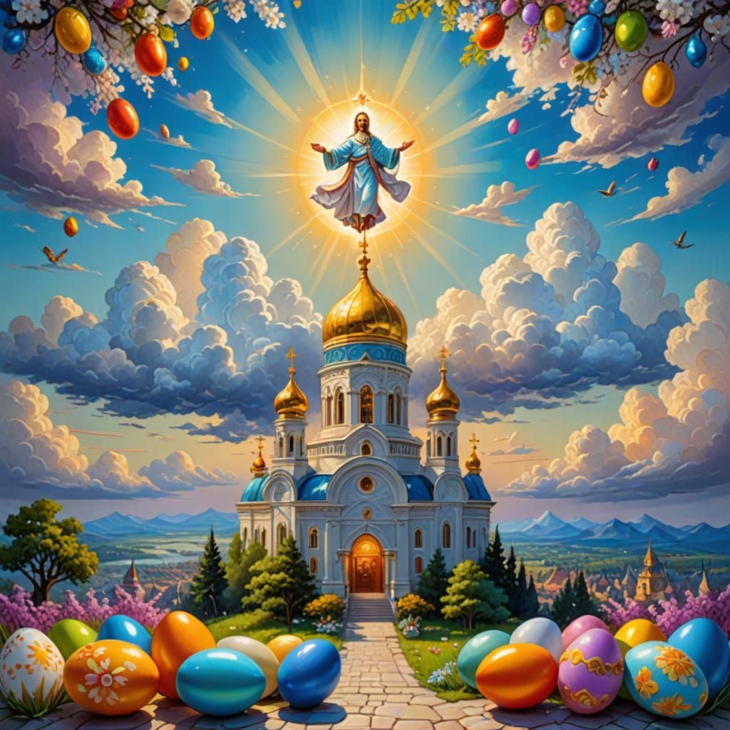 Easter Icon Art in Diamond Painting Style with Intricate Det...