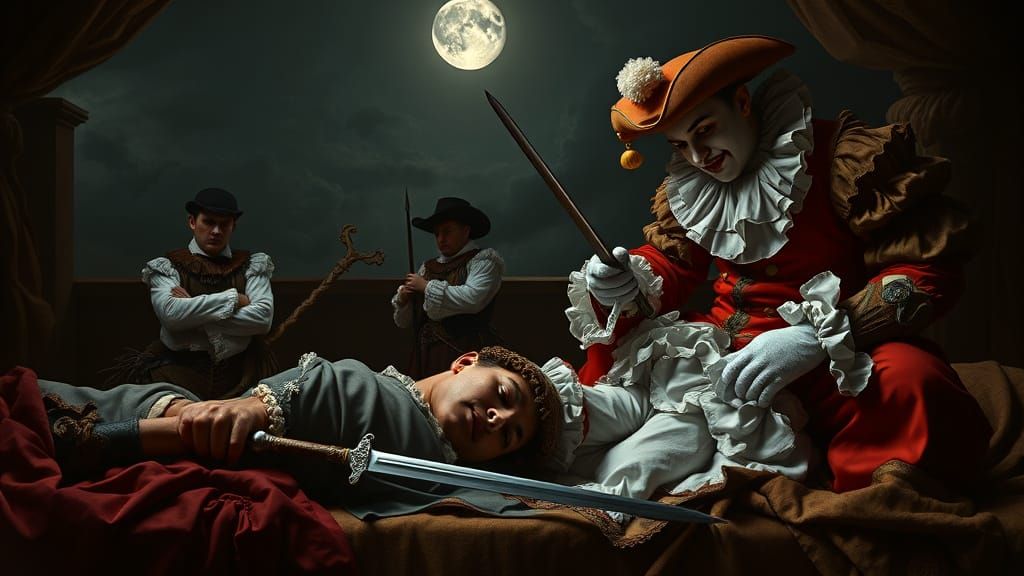 Harlequin Duel in Rembrandt Lighting, Ultra HD