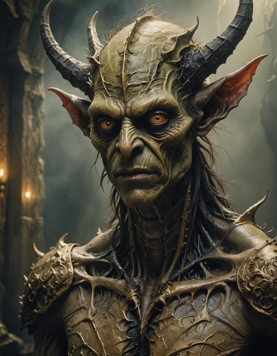 Surreal Goblin Devil Portrait in Beksiński Style