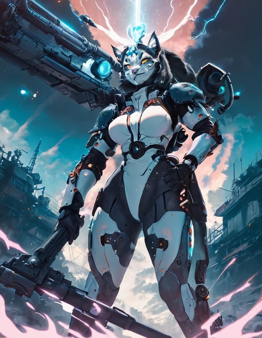 Cyborg Lynx Roaring in Dieselpunk Style