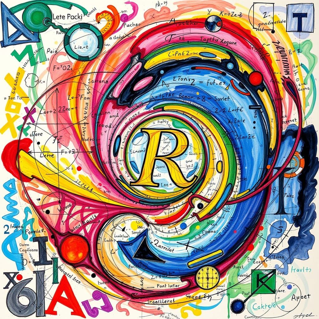 Swirling Math Equations in Dreamlike Impasto Drawing