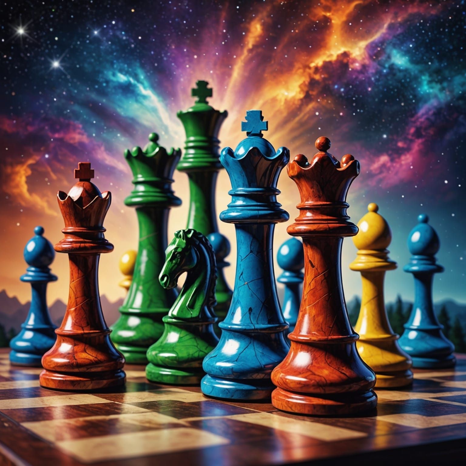 Fantasy World of large chess pieces