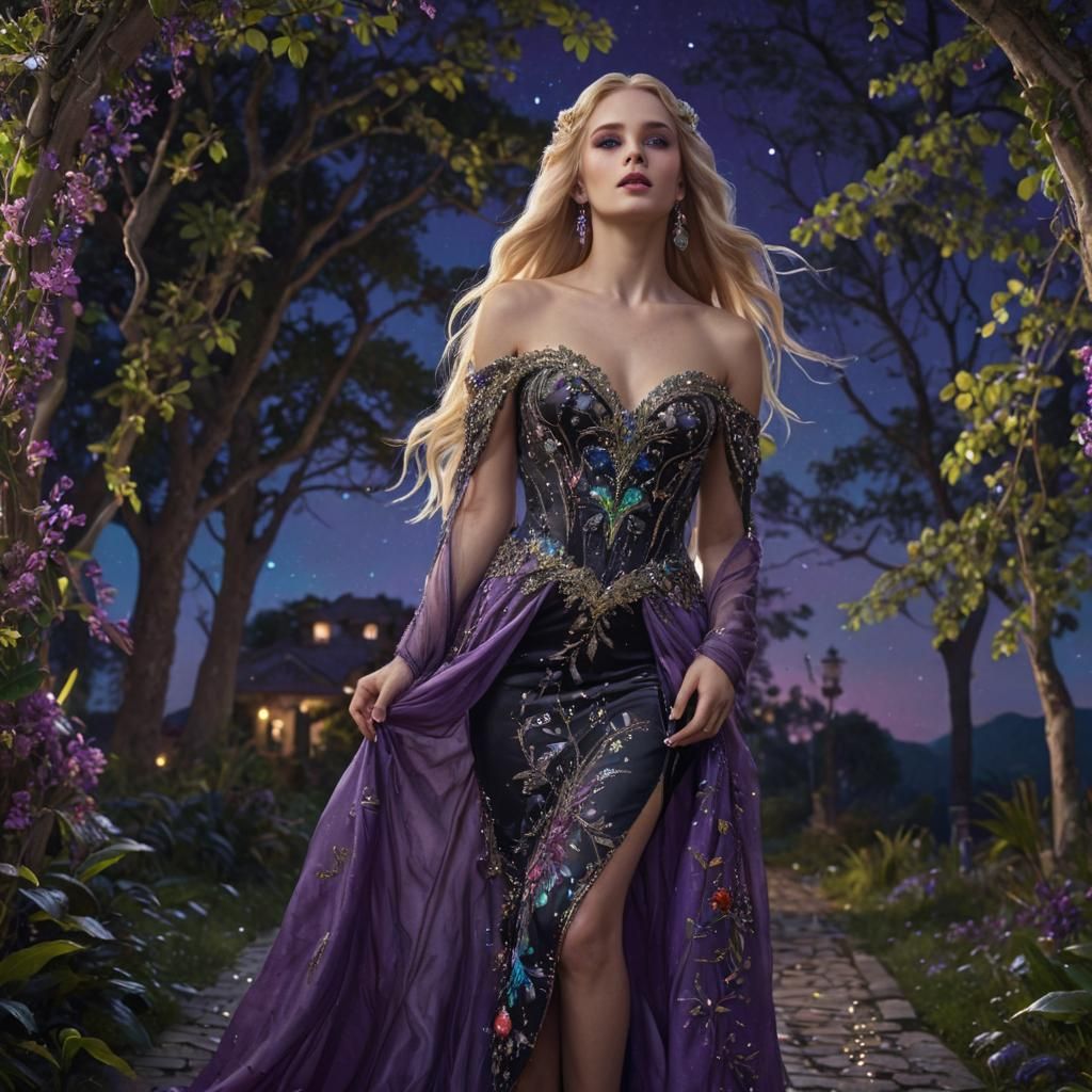 Goddess with Gemstones in Fantasy Concept Art Style