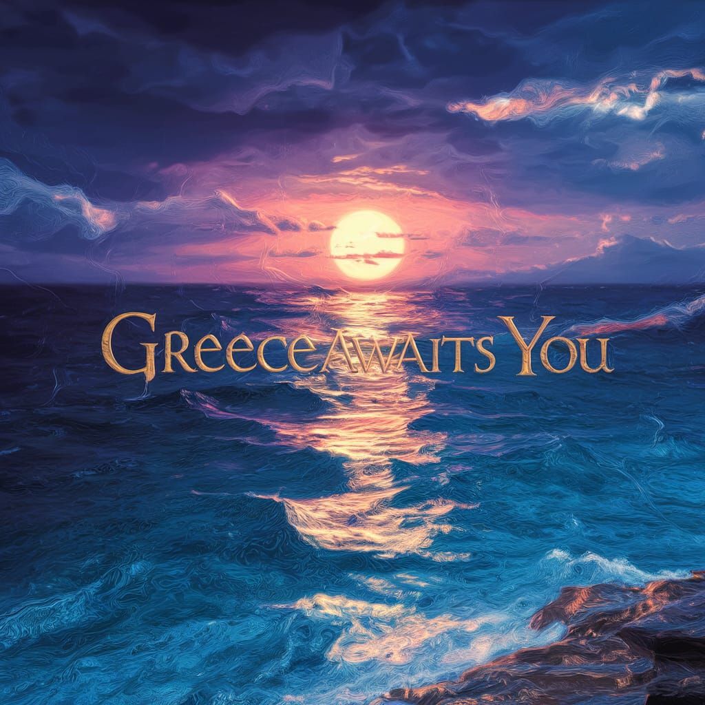Greek Ocean Sunset in High Resolution