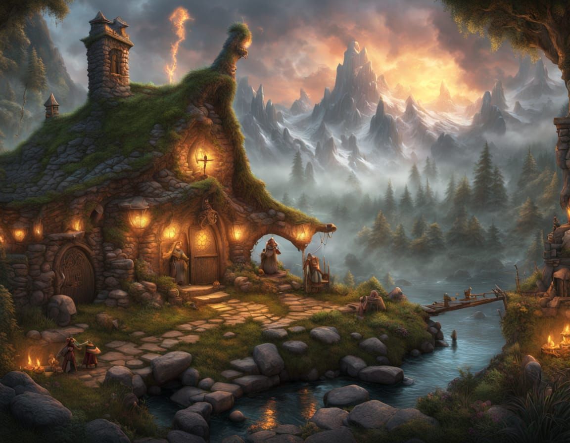 Trolls Gather 'Round Fire in Ethereal Fantasy