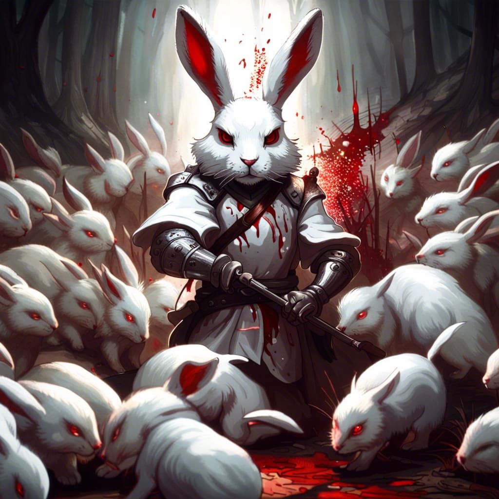 Menacing Killer Rabbit in Dark Fantasy Style