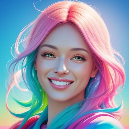 Smiling Person in Colorful Splash Art Style