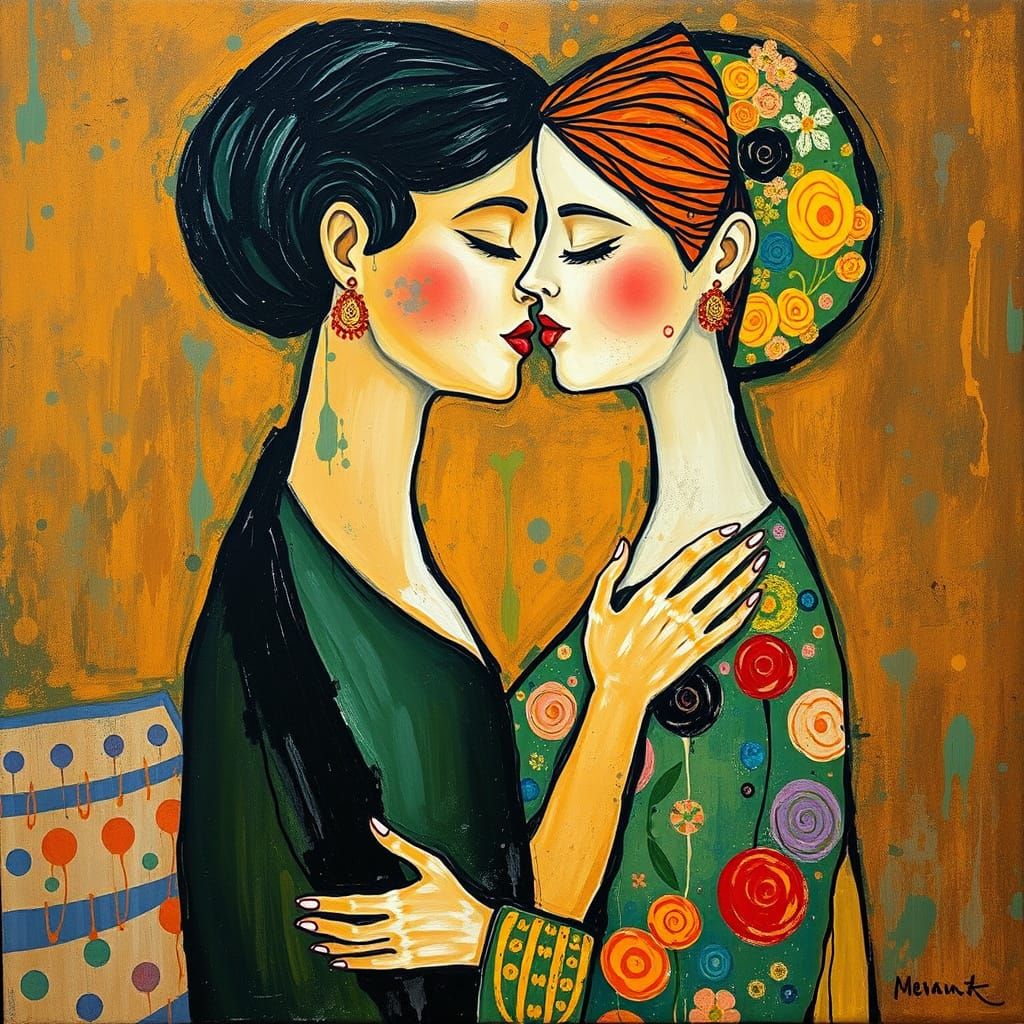 Ethereal Couple in Vibrant Impasto Oil Painting