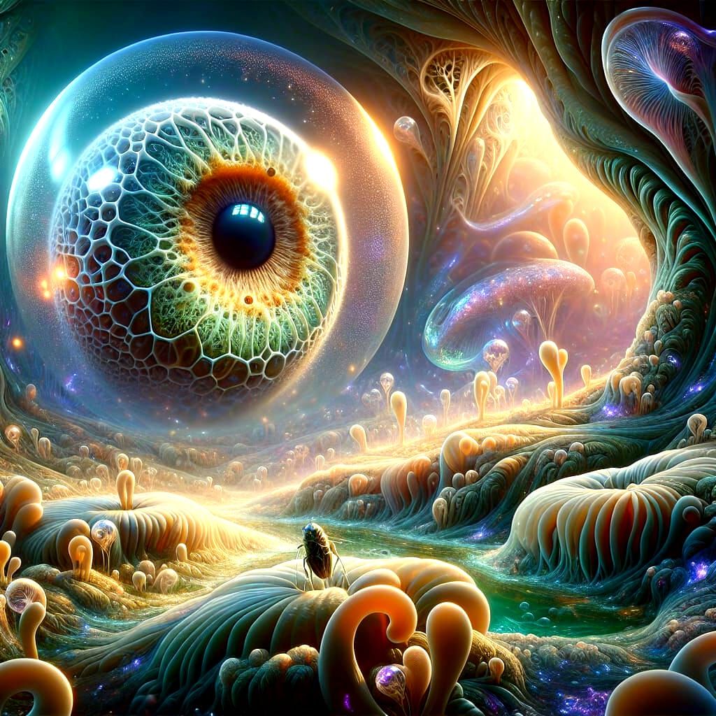 Surreal Alien Amoeba Eye in a Biodiverse Swamp