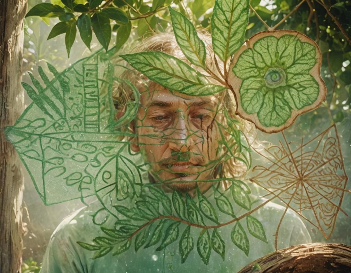 Surreal Liquid Face and Meditating Man, 3D Digital Art