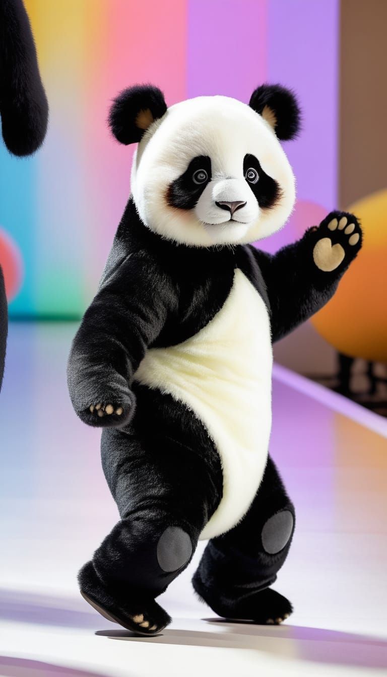 Baby Girl in Panda Costume on Runway