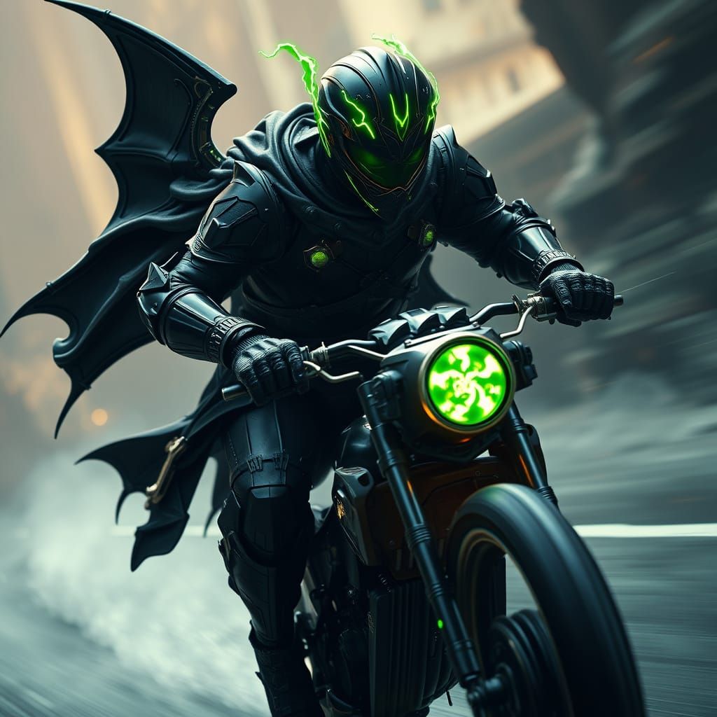 Dark Fantasy Speedster in Nazgûl Armor, Cyberpunk Style