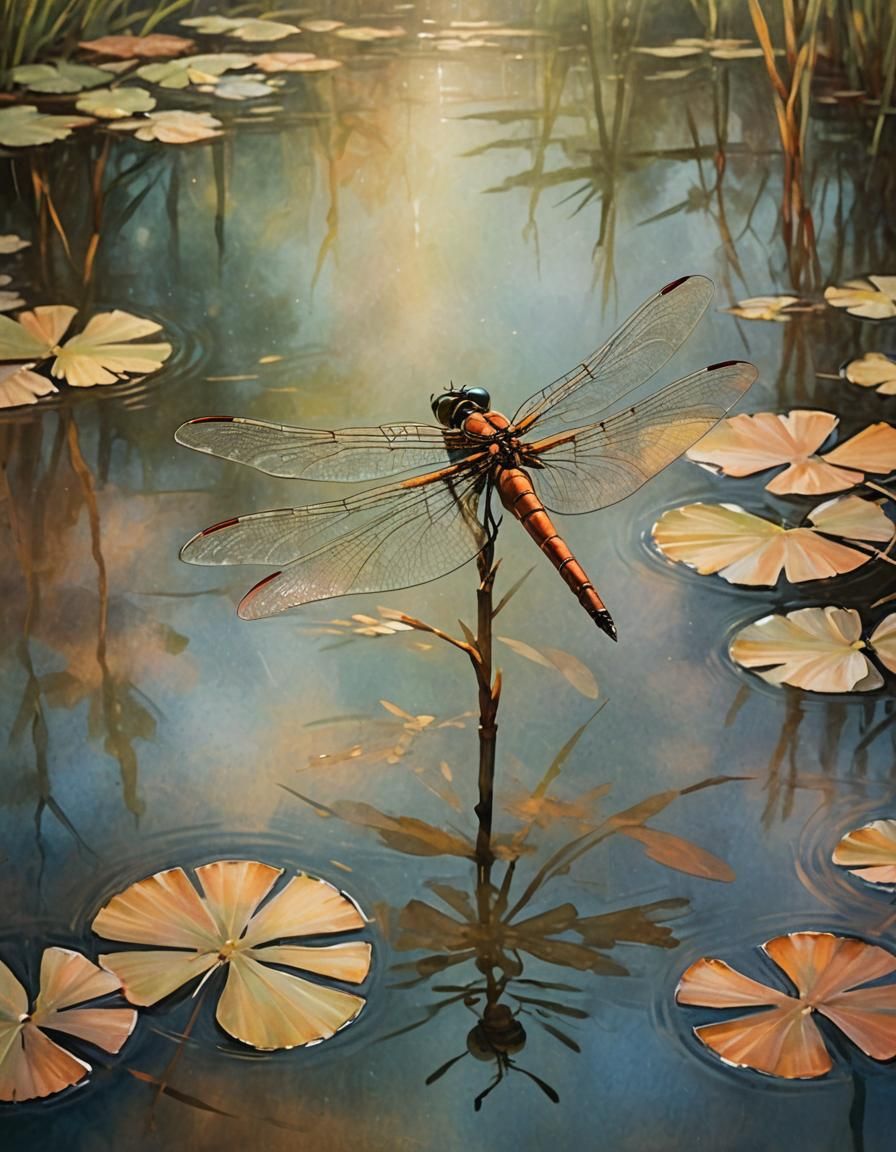 Dragonfly in Impressionistic Dreamscape