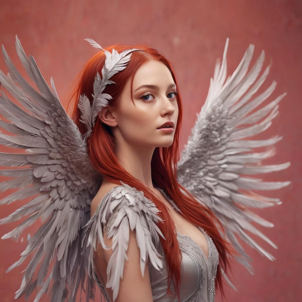 Woman with Wings: Hyperrealistic Fantasy Concept Art
