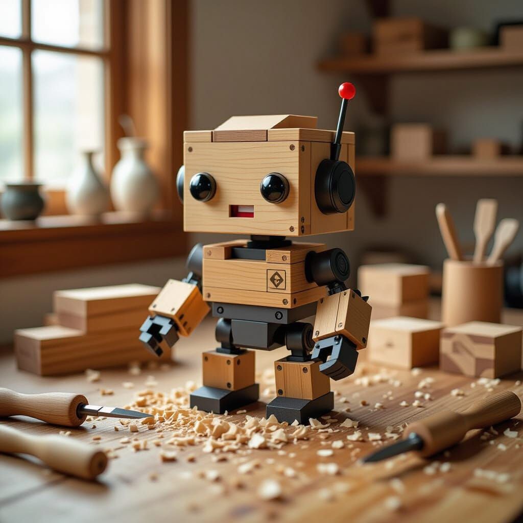 Wood block robot