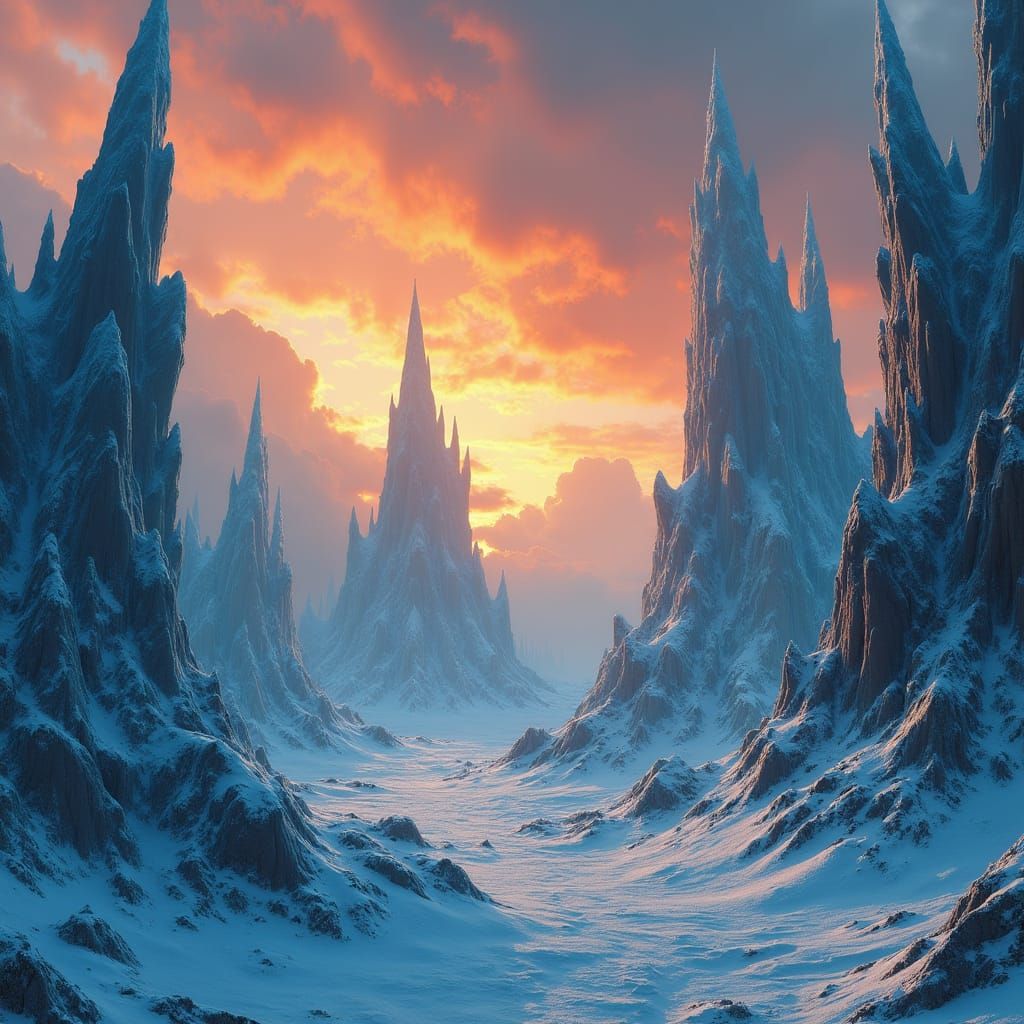 Frozen Apocalyptic Hellscape in Matte Painting Style