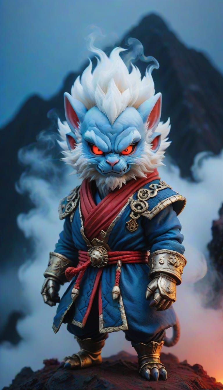 Mysterious Majin Chimera on Glowing Mountain