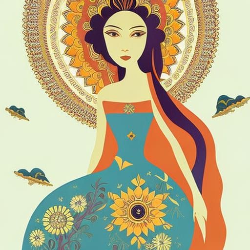 Celestial Woman Arrives in Surreal Fairytale Landscape