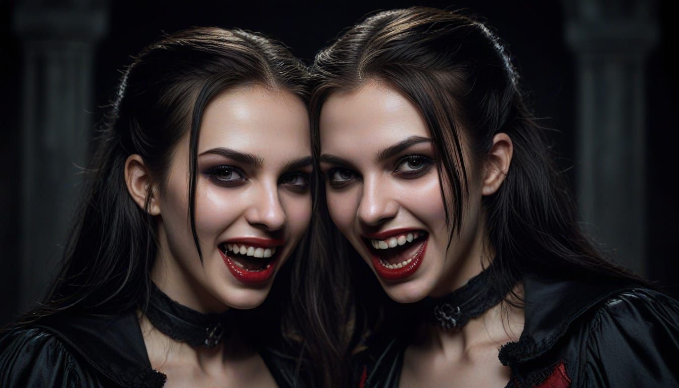 Mysterious Female Vampires in a Dark Gothic Setting
