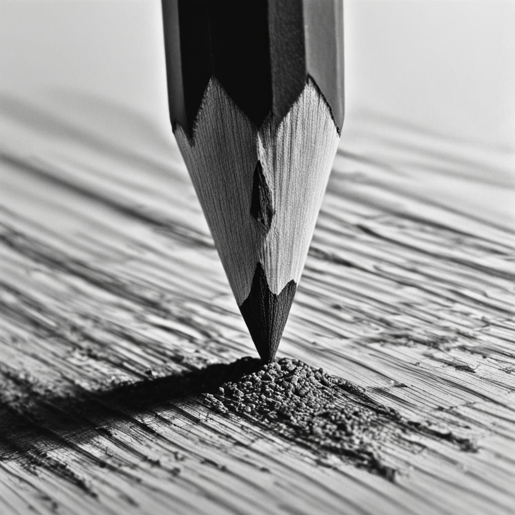Pencil Tip Transforms into Living Scene in Charcoal Drawing