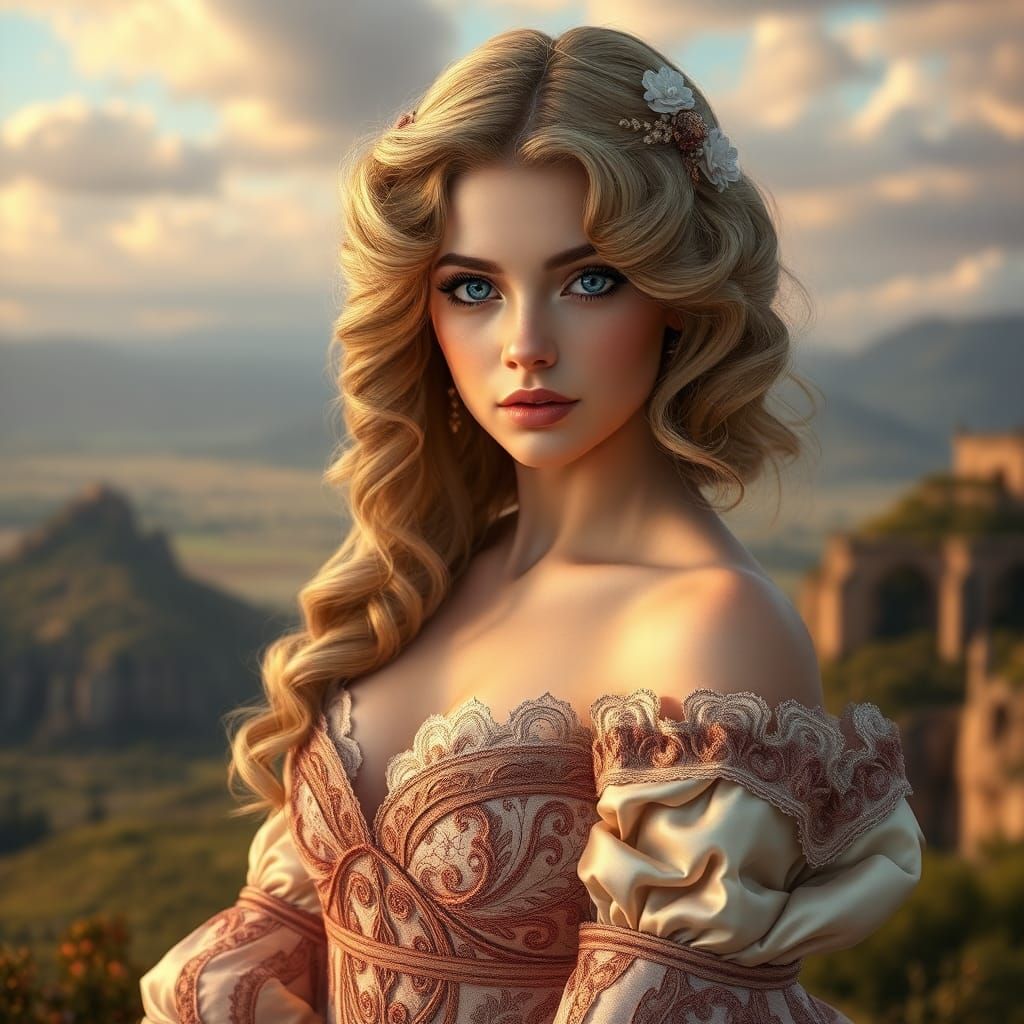 Victorian Siren in Dreamscape, Artgerm and Rubens Style