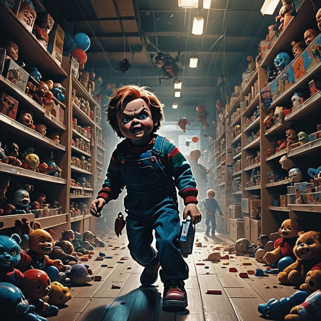 Chucky's Toy Store Terror: A Dark Cinematic Vision