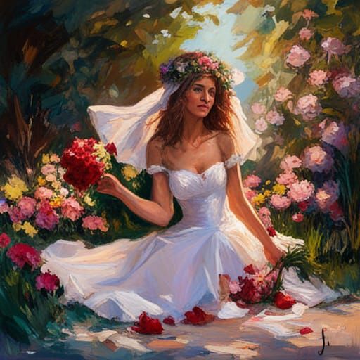 Swedish Brides in Petal Shower: Hyperdetailed Concept Art
