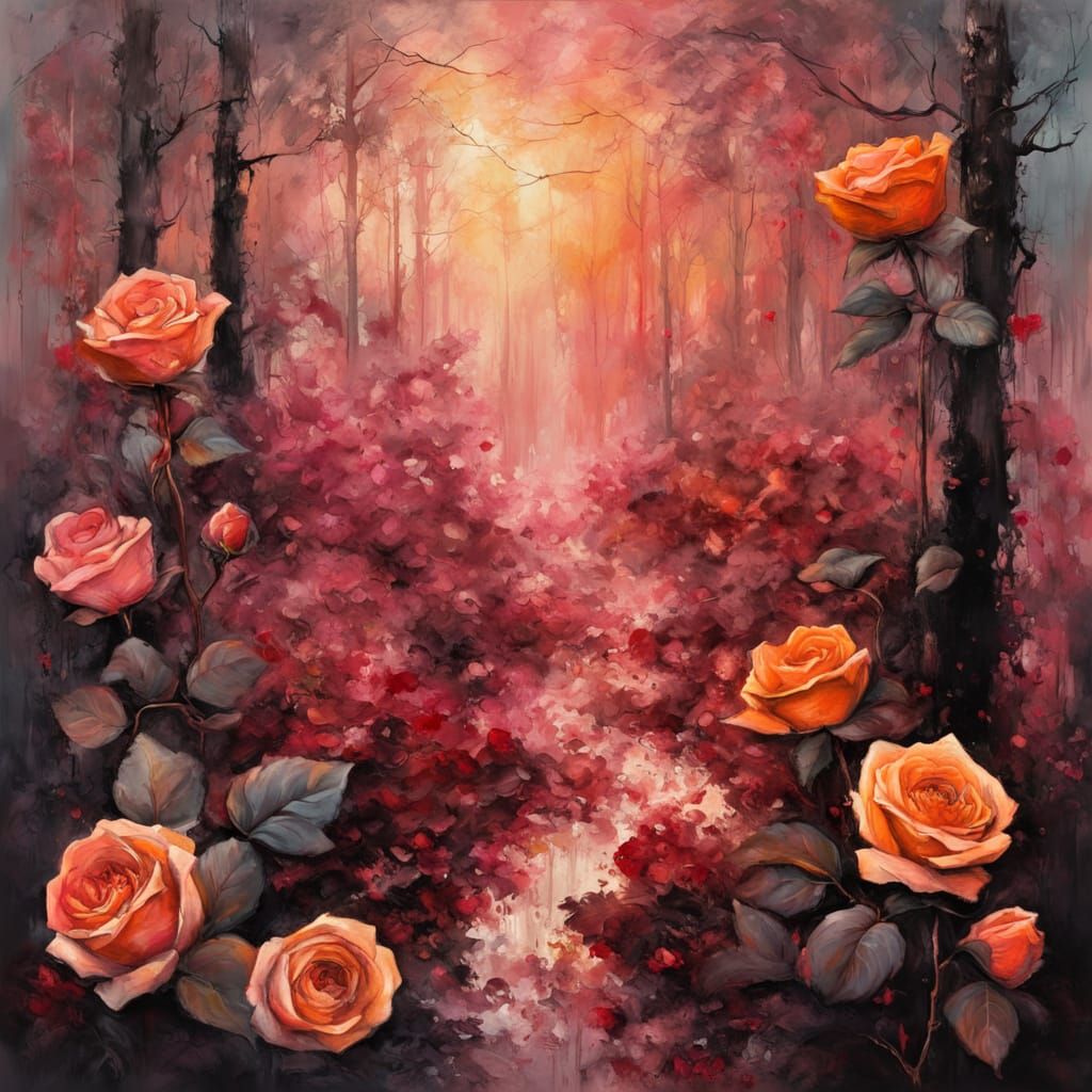 Surreal Forest of Lovers in Golden Hour