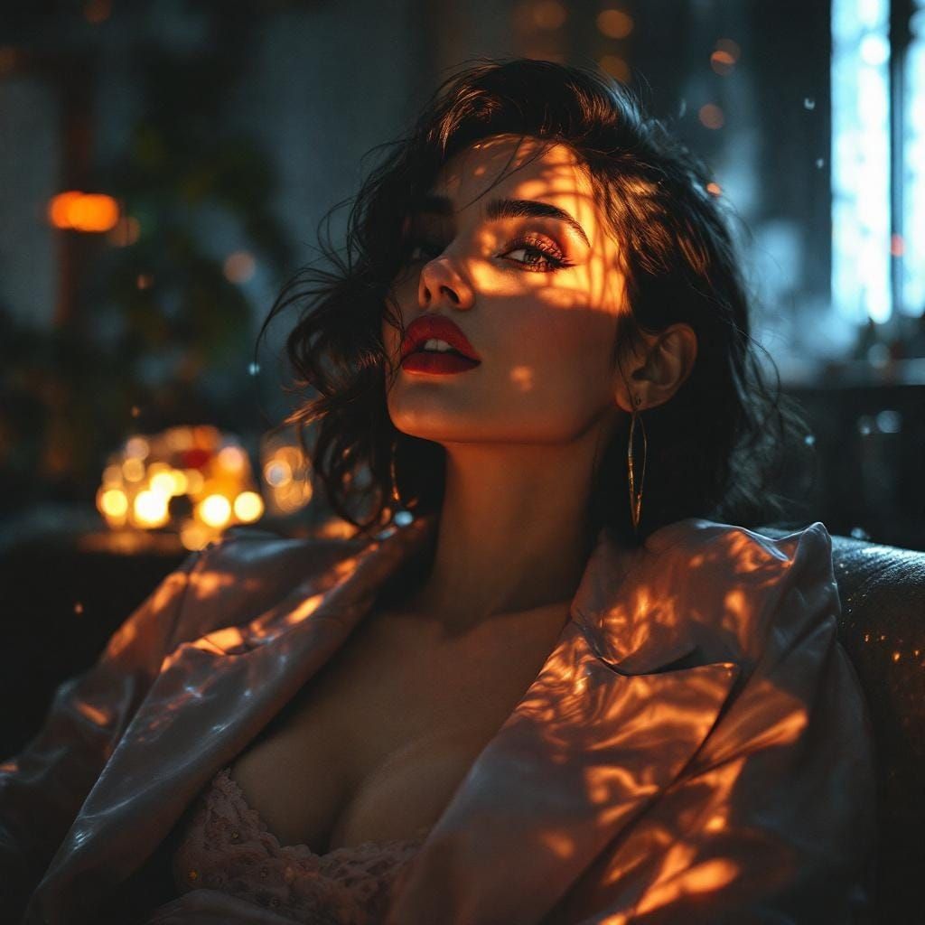 Elegant Woman in Lo-Fi Hyperrealistic Style